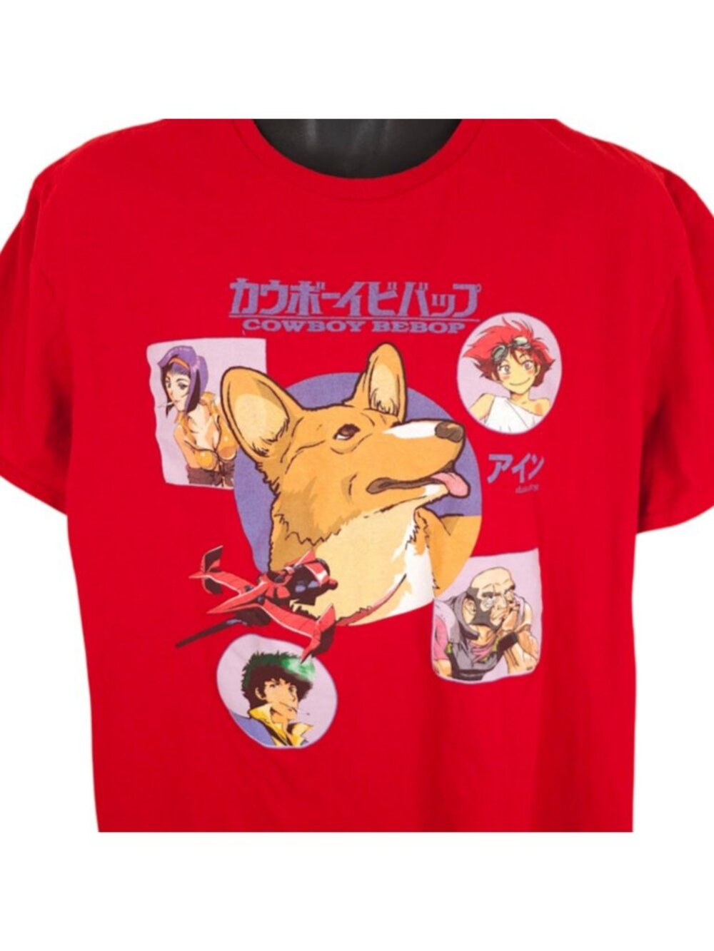 Cowboy Bebop T Shirt Mens Size XL Red Ein The Corgi Japanese Anime Series
